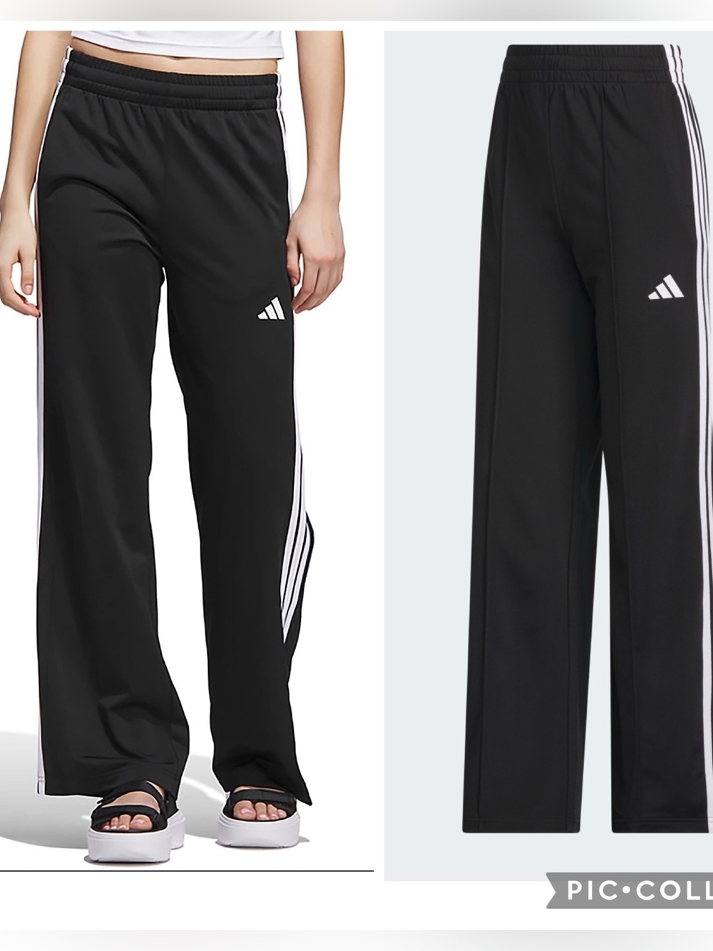 Adidas women’s Black Track Pants with White Stripes wide leg size small NWT